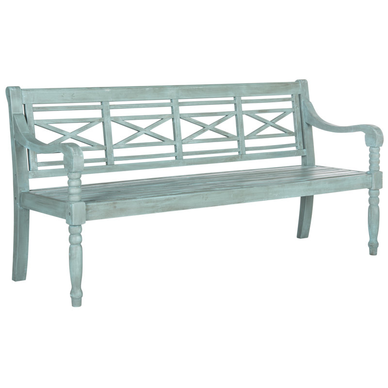 Banc de jardin en bois Paull, Bleu maisonnette de plage