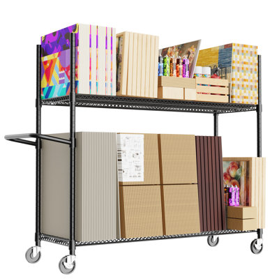 Heavy-Duty Adjustable Carton Stand, Rolling Storage Cart with 8 Dividers & Locking Wheels, 1200lb Load Capacity Commercial Storage Organizer for Retail & Home