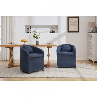 Ensemble de 1 fauteuil de salle à manger en chenille avec coussin de dossier et roues universelles