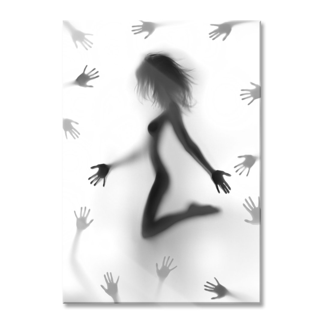 Glasbild|Wandbild Auf Echtglas|Schatten Einer Frau|Inkl. Aufhängung Und Abstandshalter