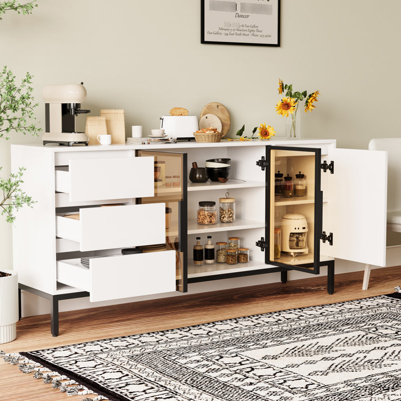 Rangement latéral classique pour cuisine avec 3 tiroirs et 2 espaces de rangement pratiques