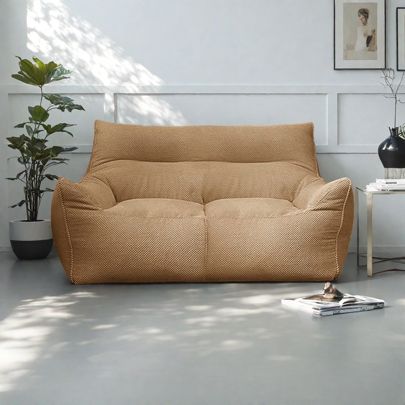 Canapé à billes rétro minimaliste, H 25,59 po x l 47,24 po x P 31,49 po, Polyester brun