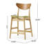 Tabouret de bar de style scandinave - grain de bois naturel, coussin confortable, ensemble de 2