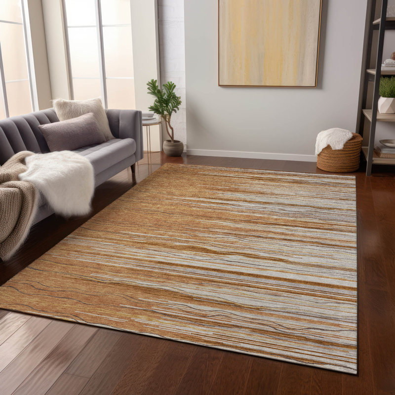 Ayra Orange Washable Indoor-Outdoor Rug - , 8' x 10'