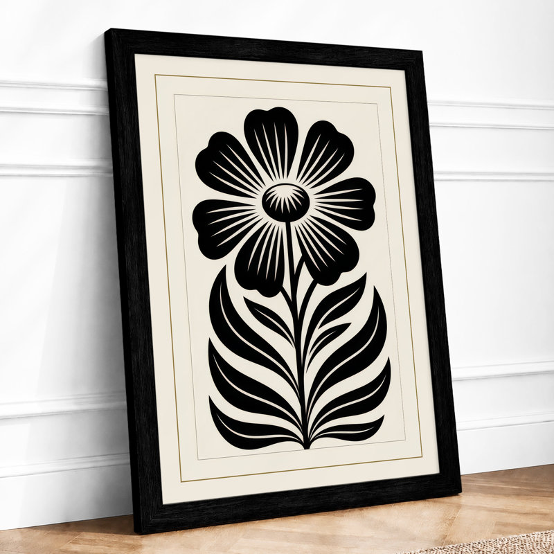 Stylized Flower Botanical - Print, A2 - 59.4 x 42.0 cm, Black