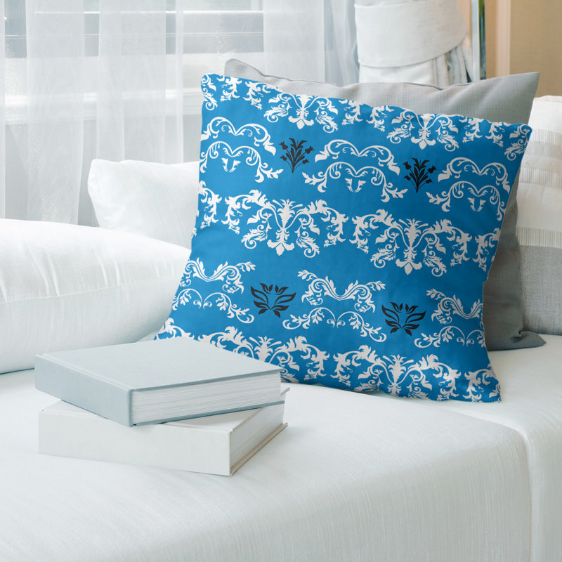 Housse et insert de coussin carré Carolina Football Baroque, 20 po X 20 po, Bleu Carolina / blanc / noir