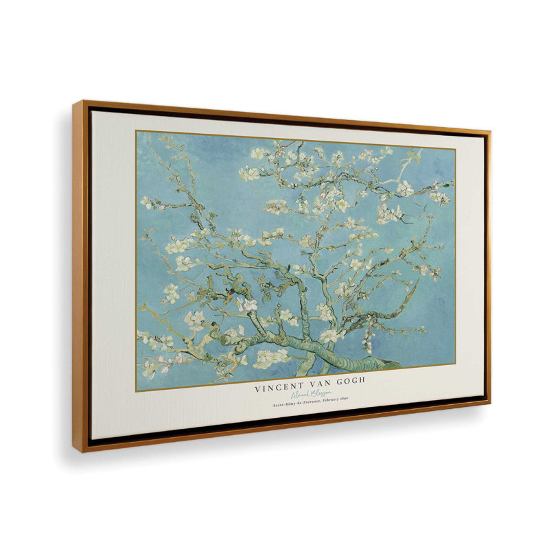 Fleur d'amandier de Van Gogh, H 20,75 po x l 30,75 po, Cadre flottant or poli