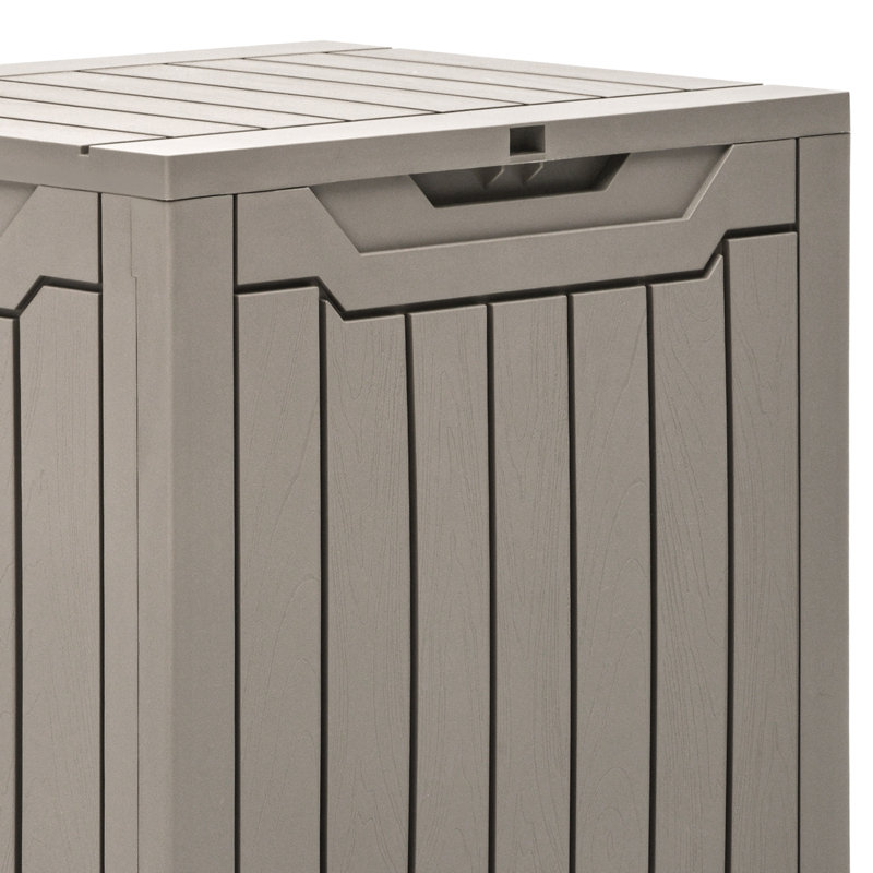 30 Gallon Resin Deck Box with Lockable Lid, Weather Resistant Outdoor Storage & Seat, Light Brown
