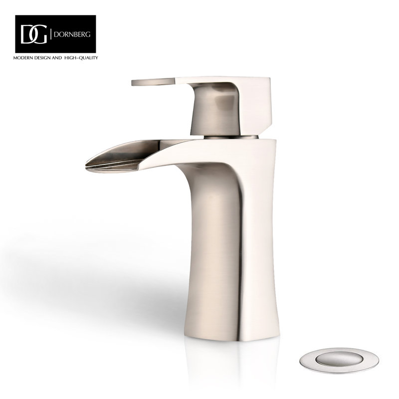 Robinet de salle de bain en nickel brossé, robinet escamotable de salle de bain en cascade, robinet de salle de bain à un trou