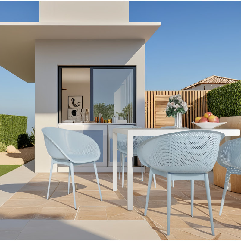 5-Piece Indoor/Outdoor Furniture Set - 4 Chairs And 1 Long Table, Blue