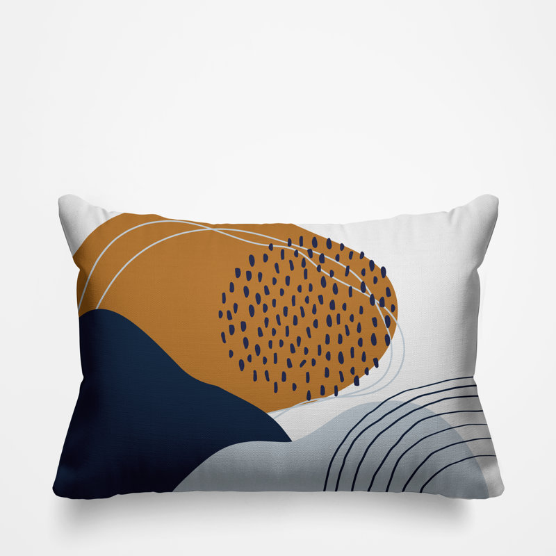 Cyn Abstract Outdoor Reversible Throw Pillow, Orange