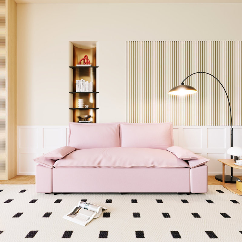 31 lits convertibles en velours rose pour grand lit de 70,1 po pour toute occasion avec 2 coussins de qualité supérieure
