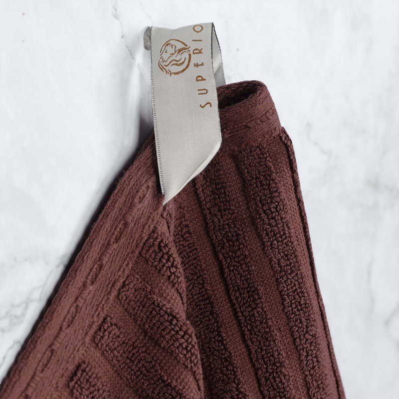 Ribbed Cotton Absorbent Heavyweight Bath Towel, Dark Brown