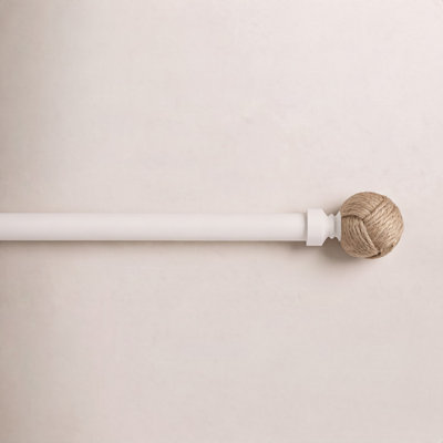 Tricia Exclusive Home Rope Knot 1" Curtain Rod and Coordinating Finial Set, Adjustable