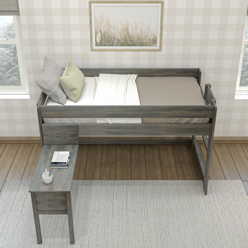 Irma Kids Twin Loft Bed with Desk, Driftwood