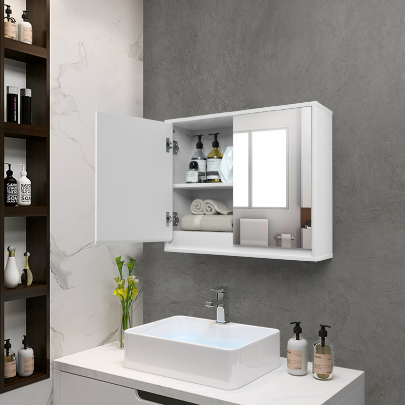 Nakysha Recessed Framed Mirrored Bathroom Cabinets with Mirror and 2