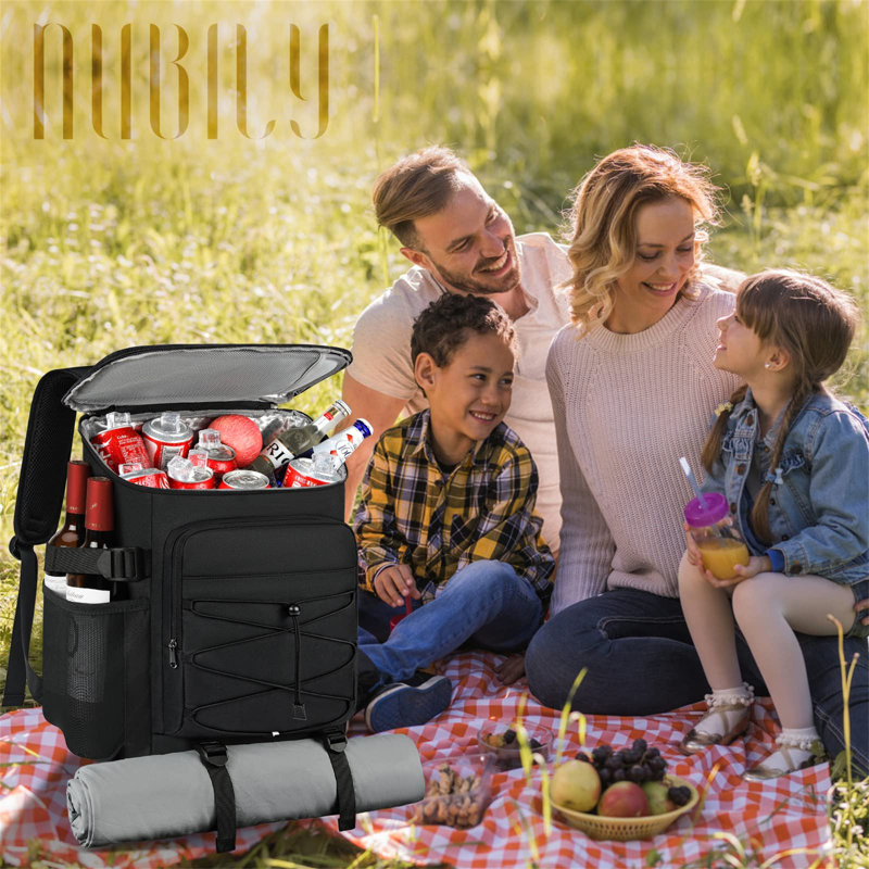 Cooler Backpack 30L Picnic Backpack Waterproof And Leakproof Large Insulated Cooler Bag, Black