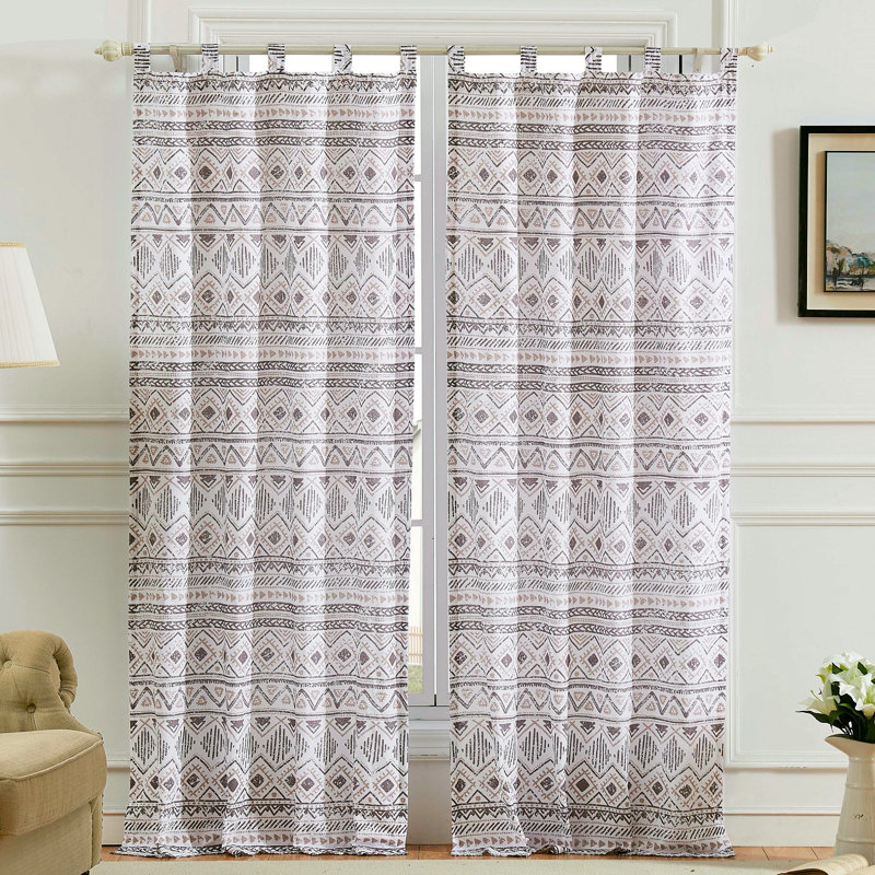Denmark Geometric Semi-Sheer Tab Top Curtain Panels