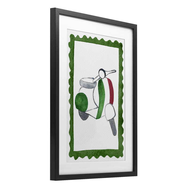 «Italian Motor Scooter», reproduction sous verre encadrée par Camila Juncos, Cadre noir minuit, H 23 po x l 17 po