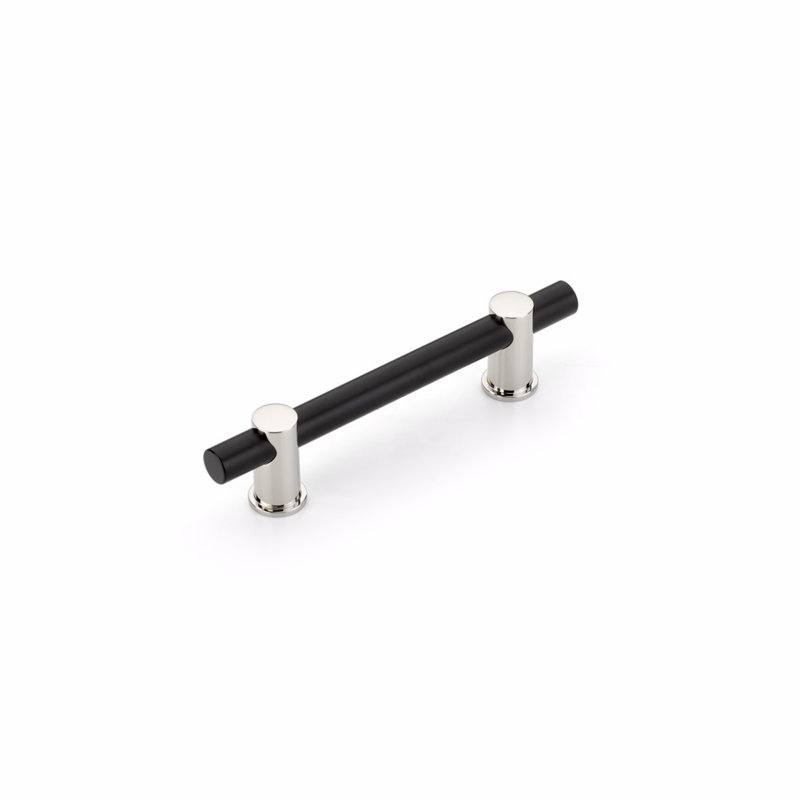 Poignée barre / poignée 4 po Foncé, Noir mat / Nickel poli