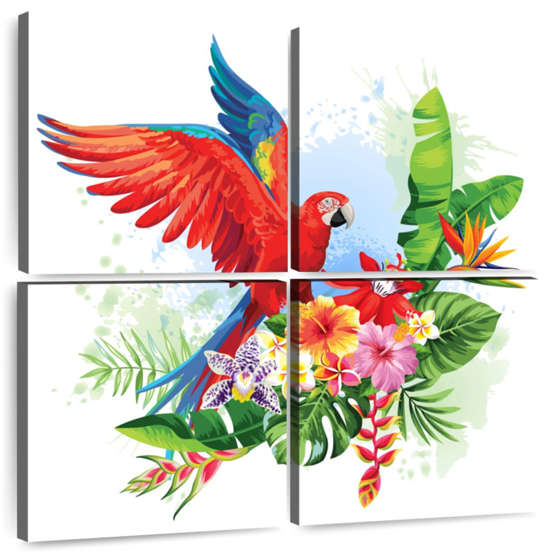 Perroquet floral Brampt, H 18 po x l 18 po