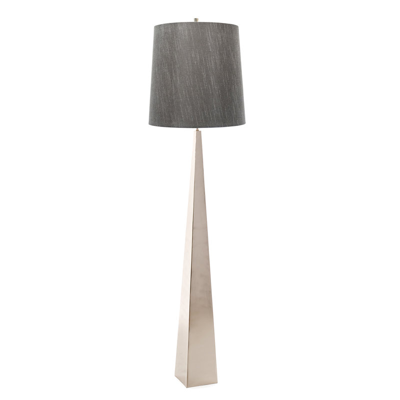 Lampe sur pied 71 "Kaveri, Pied de lampe en acier inoxydable poli / abat-jour