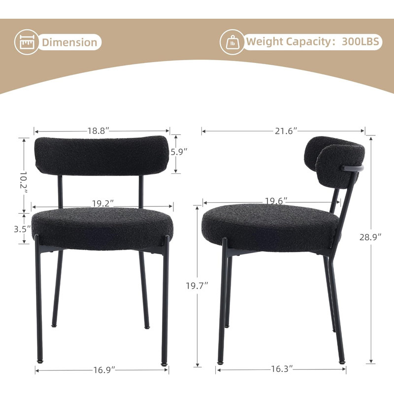 Crystianna 11'' H Upholstered Side Chair, Black, Black