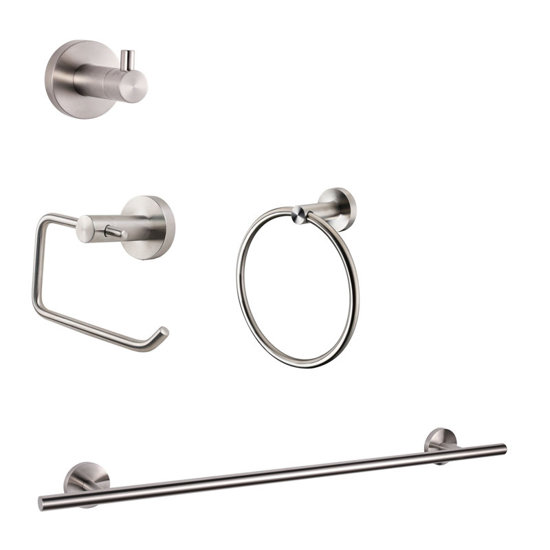Ensemble d'accessoires de salle de bain 4 pièces Bagno Nera - Nickel satiné, Nickel satiné