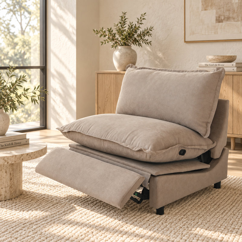 Chaise rembourrée sans accoudoirs en tissu de lin moderne, Kaki