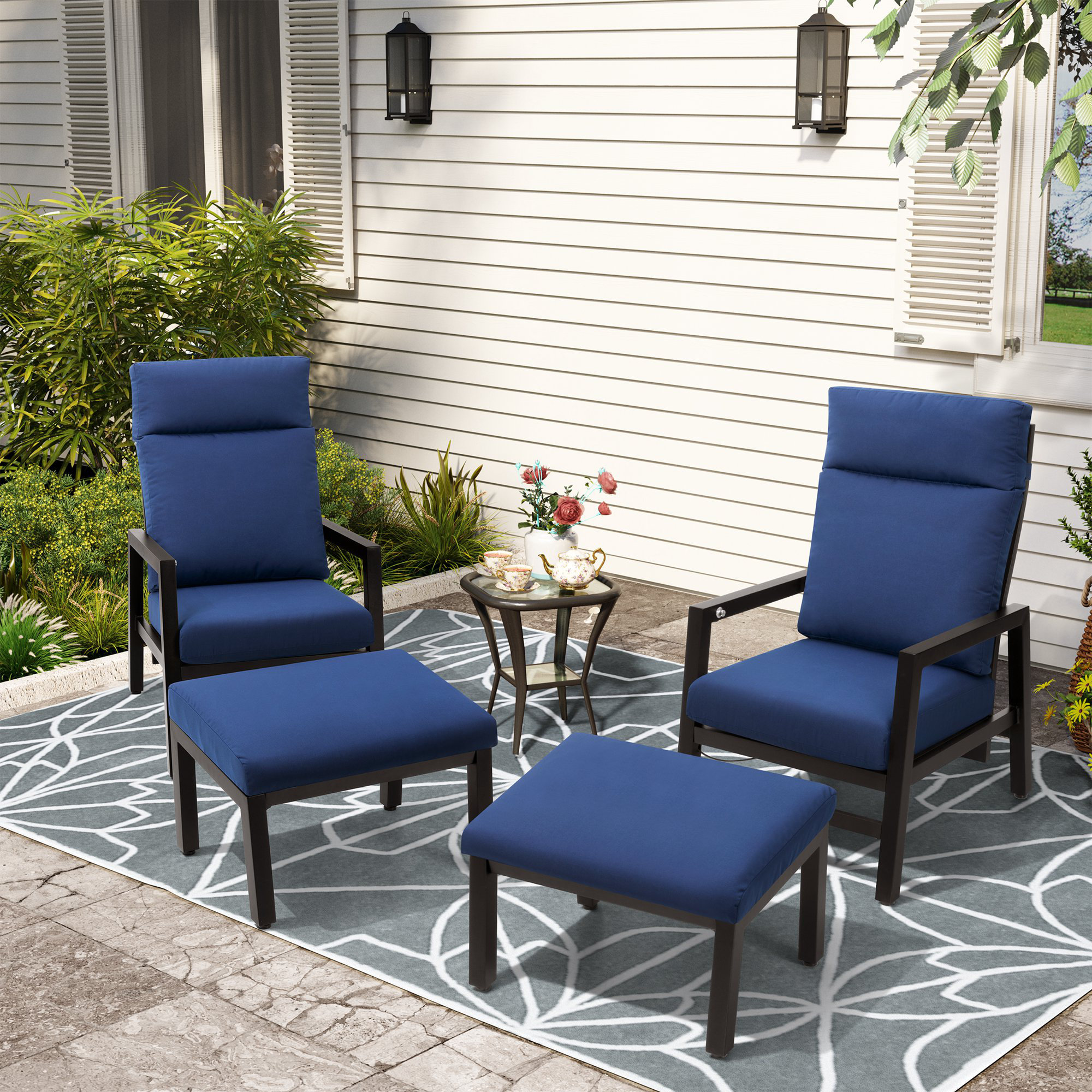 Rocking Chair Outdoor Reclining Lounge Chair With Ottoman JUSTLET