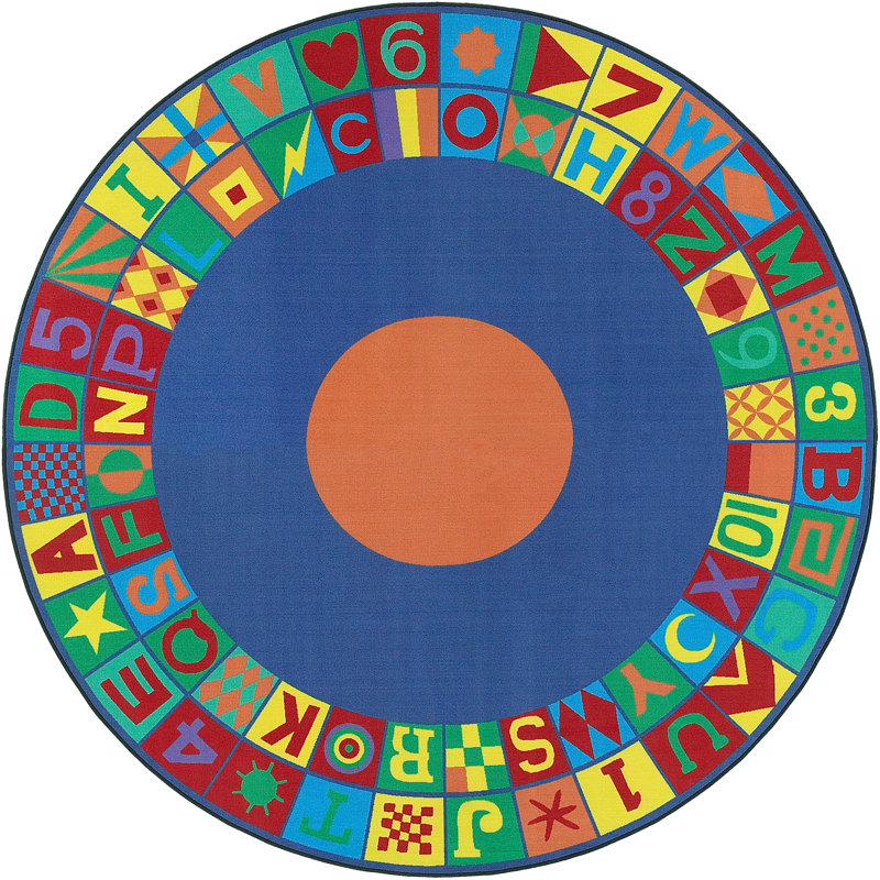 Tapis touffeté jaune/bleu/rouge Bermudez, Rond 8 pi