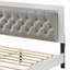Tête de lit tapissier moderne à plateforme grand lit luxueux gris neutre et tissu rembourré à DEL