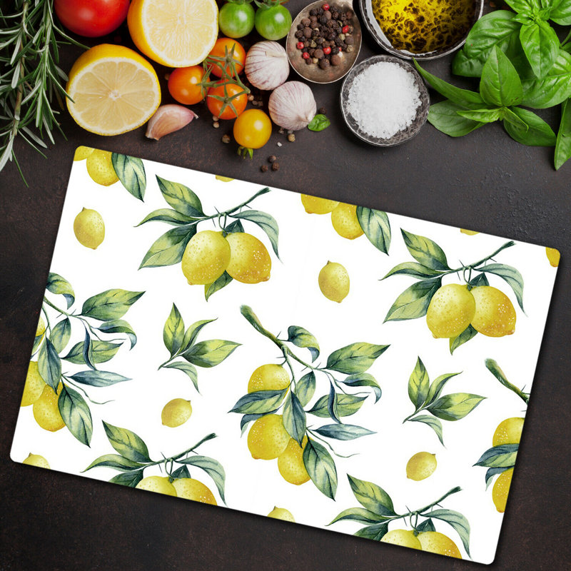 Avonia Tempered Glass Lemons Chopping Board, 52cm x 60cm
