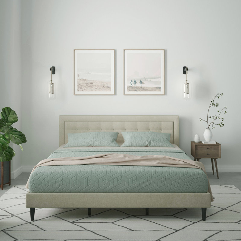 Ogrady Upholstered Platform Bed, Beige, King