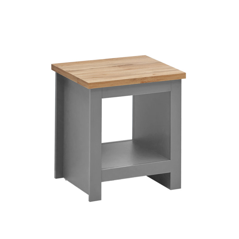 Aquitaine Lamp Side Table with Storage, Grey