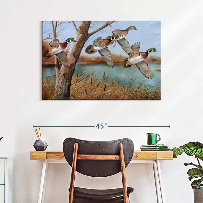 Brampt Flying Wood Ducks, 26" H x 39" W