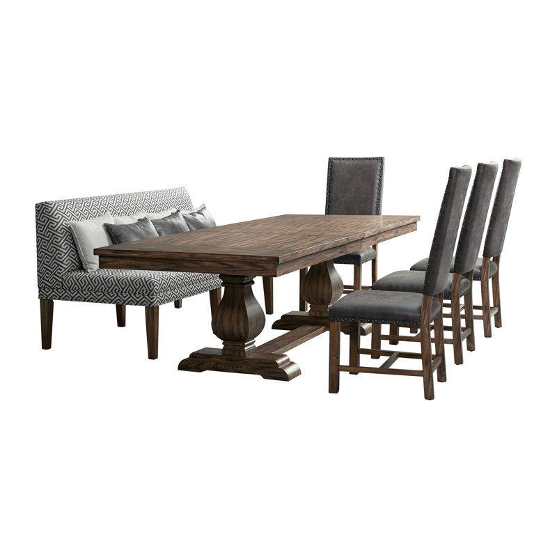 Gullion 6PC Dining Set-Table, Four Tall Back Chairs And Settee