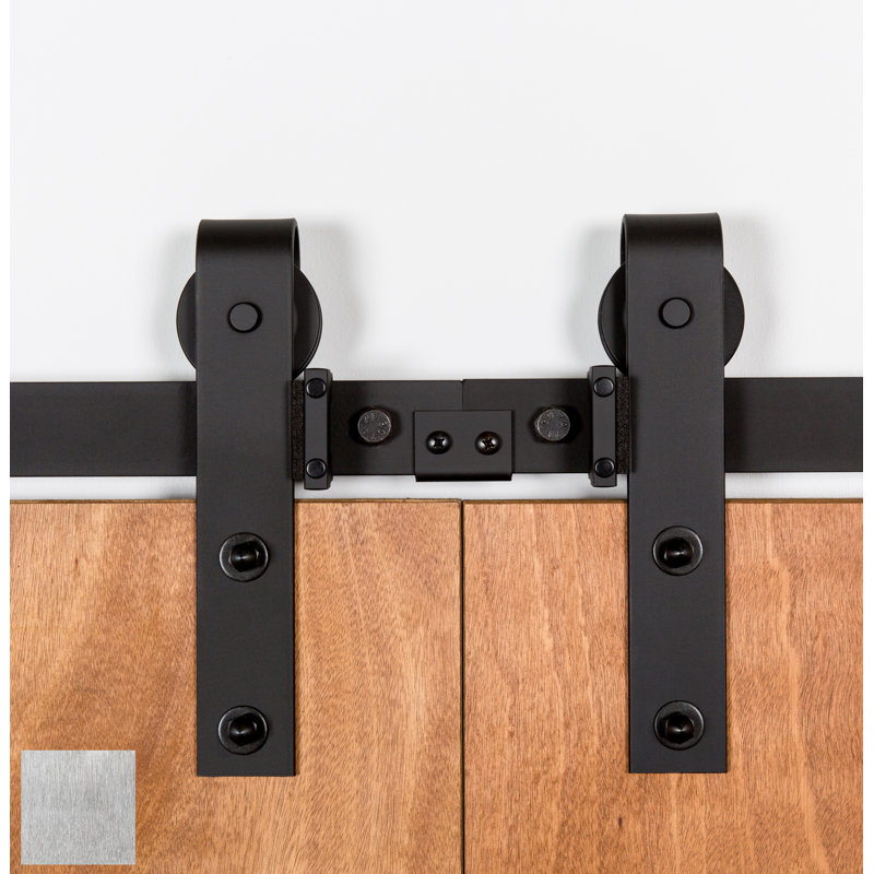 Ensemble de quincaillerie pour porte double standard, 96 po, Nickel brossé