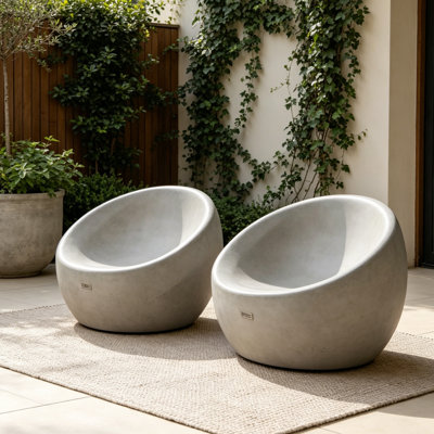 Chaise d'extérieur simple Terrafab 2 pièces W25.5 "Abla - Gris