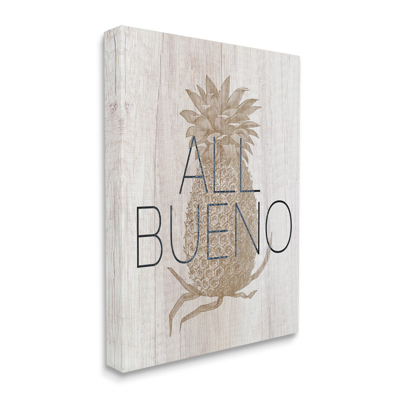 All All Bueno Expression Vintage Pineapple Illustration par - Art textuel, Toile tendue, H 20 po x l 16 po