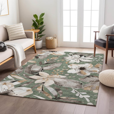 Machine Washable Indoor/Outdoor Millner ACN2260 Floral Rug
