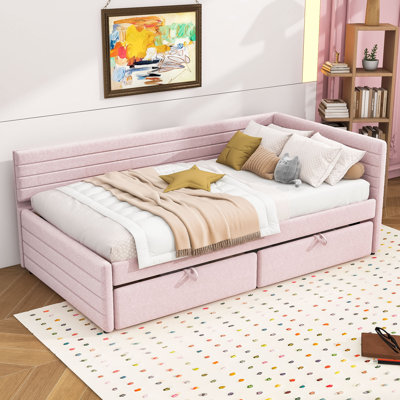 Twin Upholstered Daybed with Storage Drawers