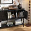 Console rectangulaire en bois massif noir-23616511