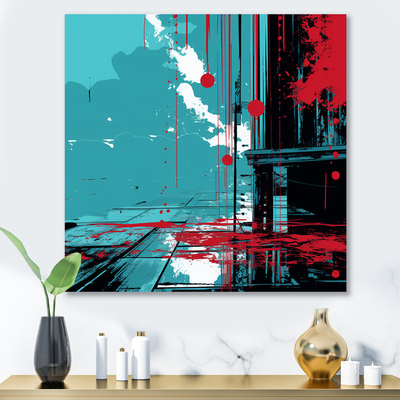 Éclipse moderne de cerise moderne - art mural en métal Cityscape, H 16 po x l 16 po
