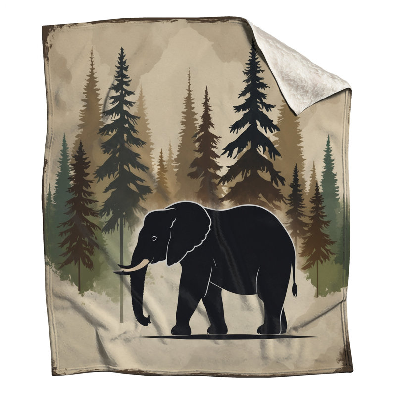 Éléphant dans des couvertures de forêt, L 50 po x H 60 po