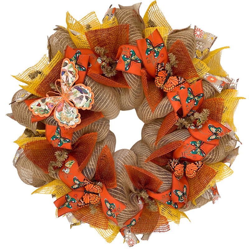 Burlap Butterfly Welcome Wreath Handmade