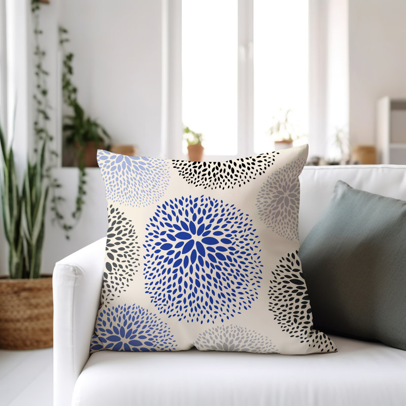 Coussin décoratif intérieur / extérieur en polyester filé à la main Bavière, H 19 po x l 19 po