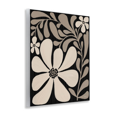 Plaque murale crème Modern Florals, design par Cat Thurman Designs