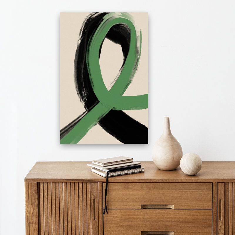 Green Ribbon Flow Abstract Contemporary Minimalist Wall Art Print by Treechild - Wrapped Canvas Print, 45.72cm H x 30.48cm W