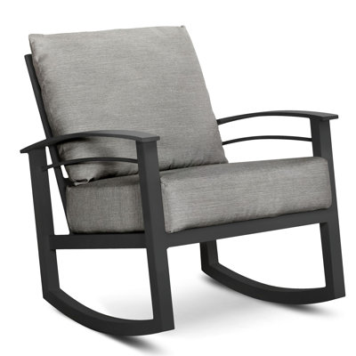 Chaise berçante d'extérieur en métal avec coussins